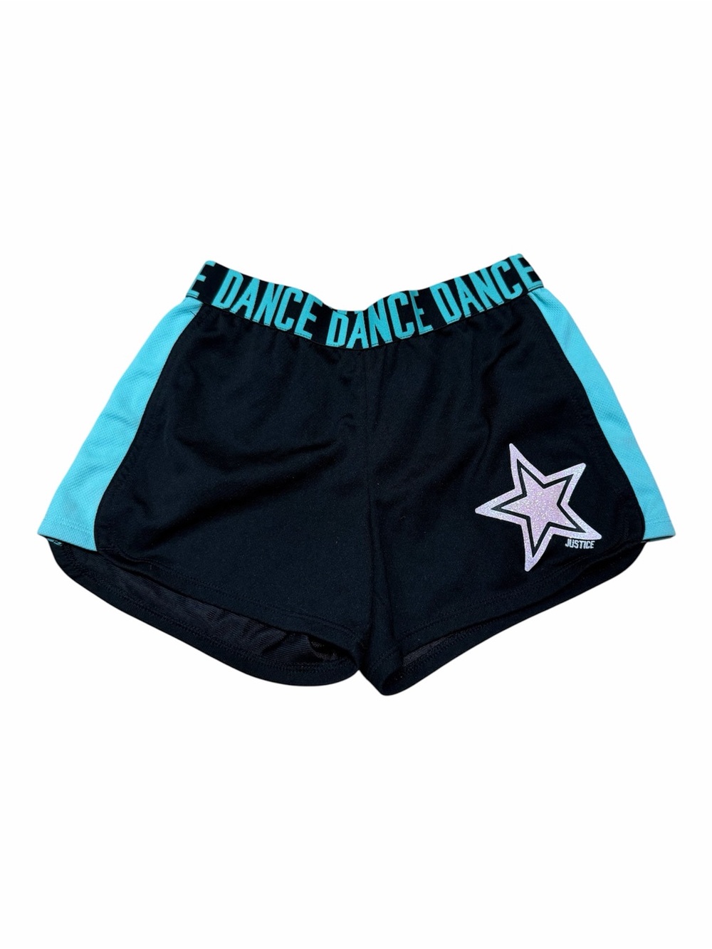 Justice Active Girls Size 10 Black Aqua Dance Athletic Shorts Star